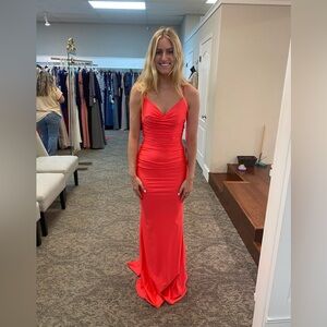 Elegant Coral Evening Gown
